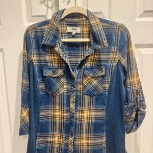 Women’s Blue and Yellow Plaid Blouse